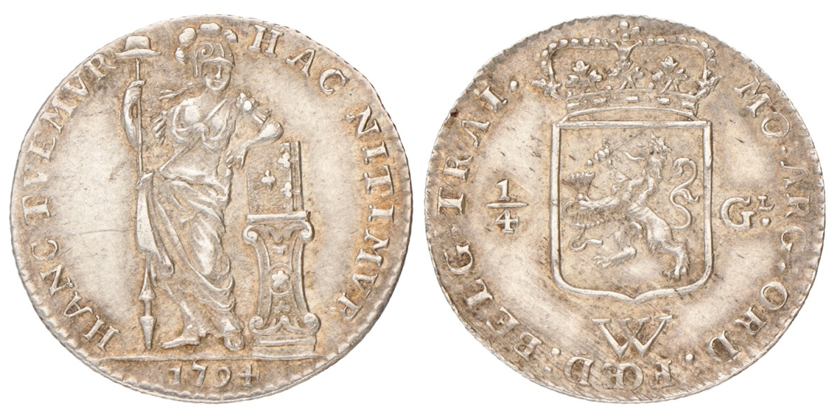 Kwart gulden. W.I.C. Utrecht. 1794. Zeer Fraai / Prachtig.