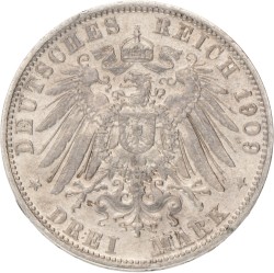 German states. Bavaria. Otto. 3 Mark. 1909 D.