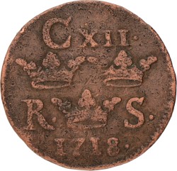 Sweden. Karl XII. ⅙ Öre. 1718.