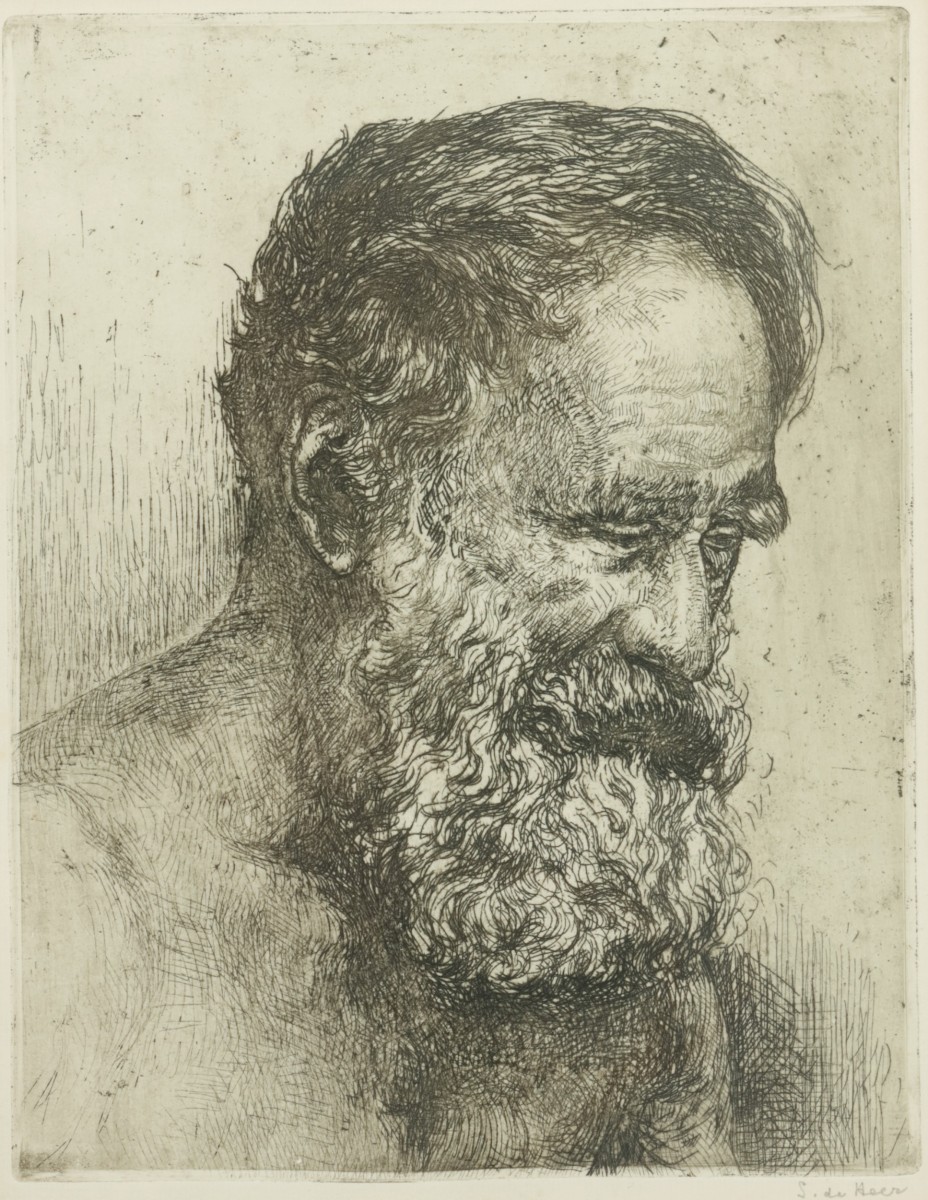 Simon de Heer (Beemster 1885 - 1970 Bloemendaal), Portret van een man met baard.