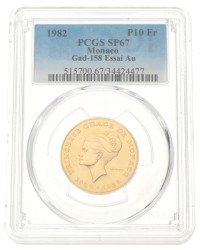 Monaco. Rainier III. 10 Francs - Pattern, Princess grace. 1982.