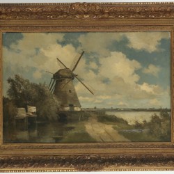 Hollandse School, ca. 1900, Landschap met molens.