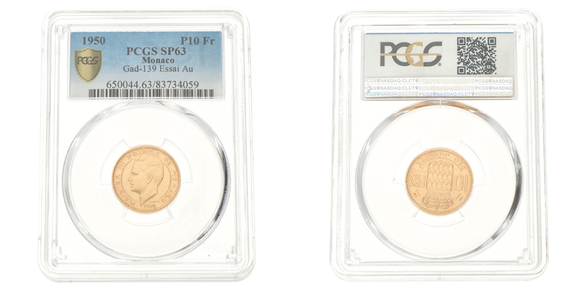 Monaco. Rainier III. 10 Francs - Pattern. 1950.