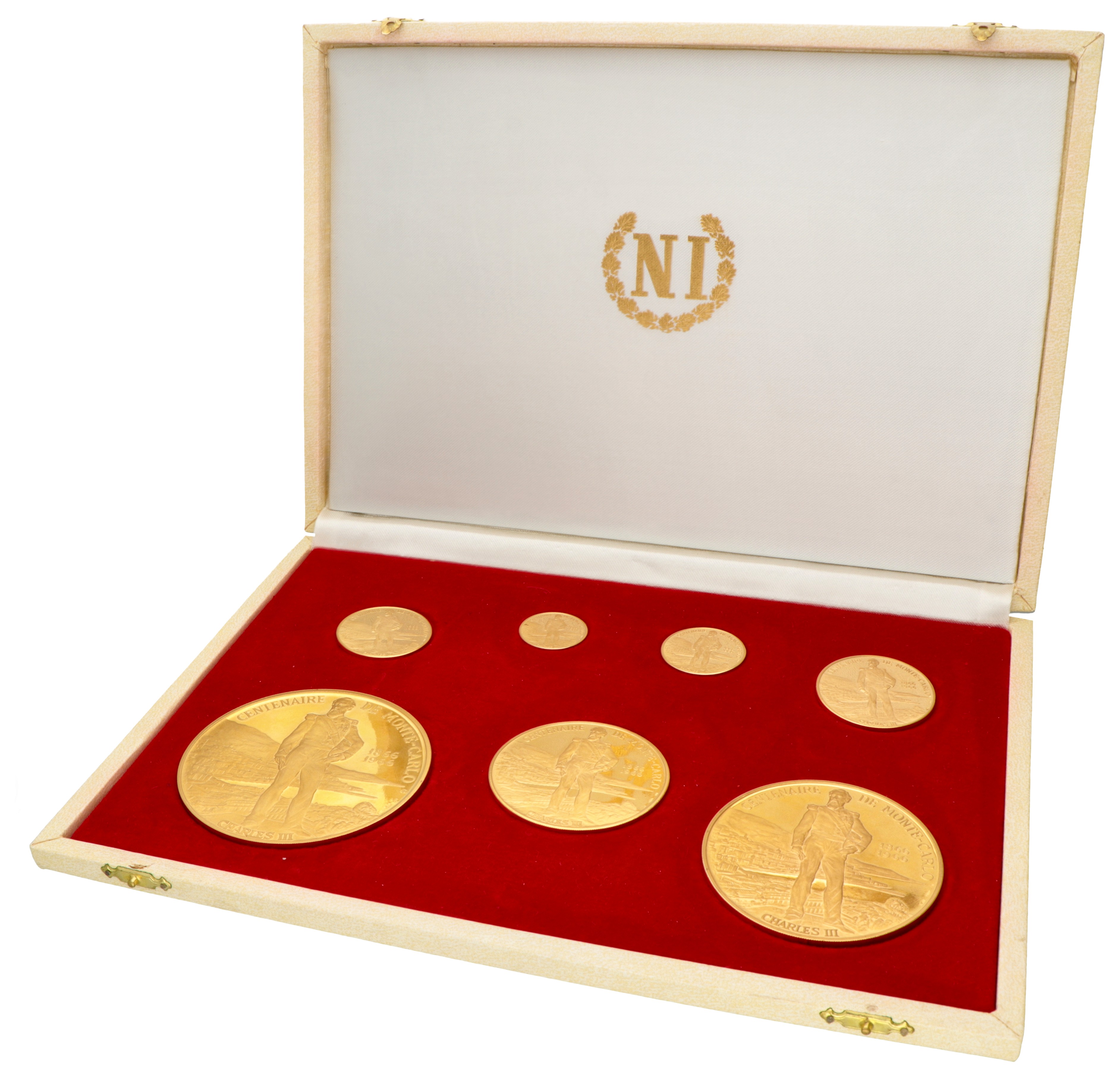 Monaco. 1966. Commemorative medal set of 7 medals of the centennial of Monte Carlo.