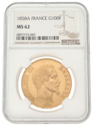 France. Second empire. Napoleon III. 100 Francs. 1858 A.