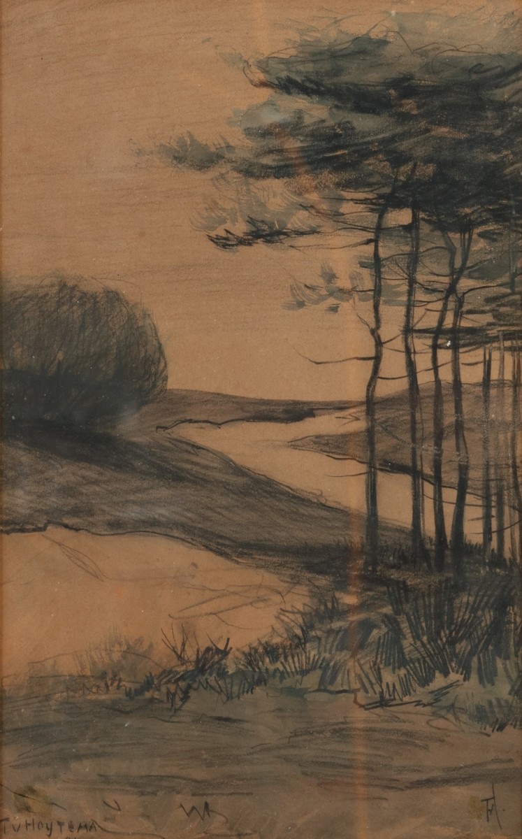 Theo van Hoytema (Den Haag 1863 - 1917), Een duinlandschap met bomen.