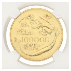 Indonesia. 100000 Rupees - Conservation series, Komodo dragon. 1974.