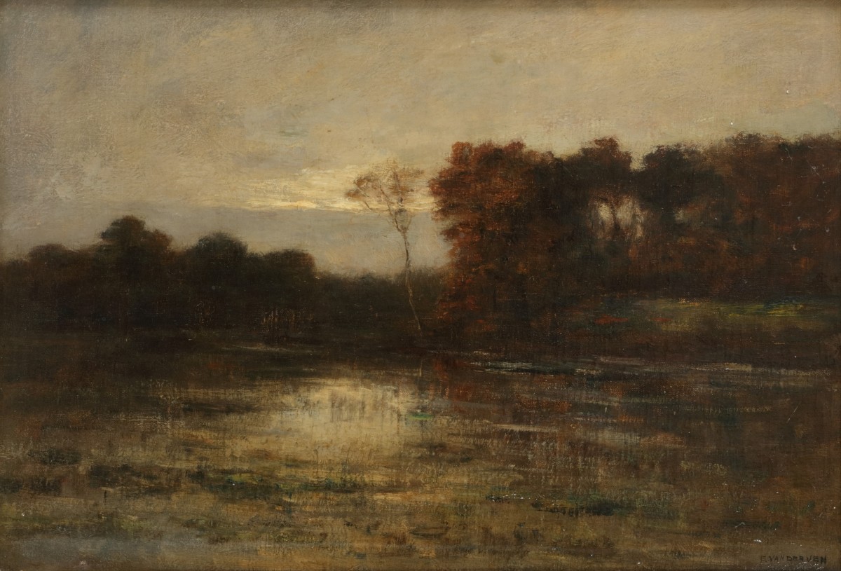 Emanuel Ernest Gerardus van der Ven (Den Bosch 1866 - 1944 Laren), Een moeraslandschap met geboomte.