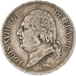 France. Louis XVIII. 5 Francs. 1824 L.