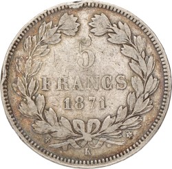 France. Third Republic. 5 Francs. 1871 K.