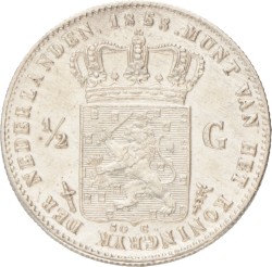 ½ gulden. Willem III. 1858. UNC -.