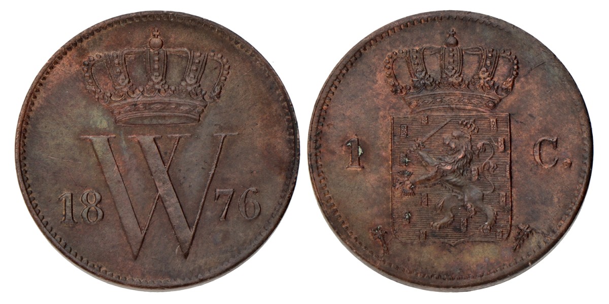 1 cent. Willem III. 1876. UNC -.