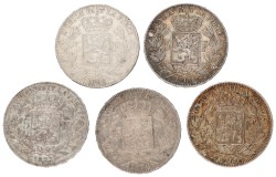 Belgium. Leopold II. Lot (5) 5 Francs. 1868 - 1873.