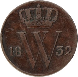 ½ cent. Willem I. 1832. Zeer Fraai -.