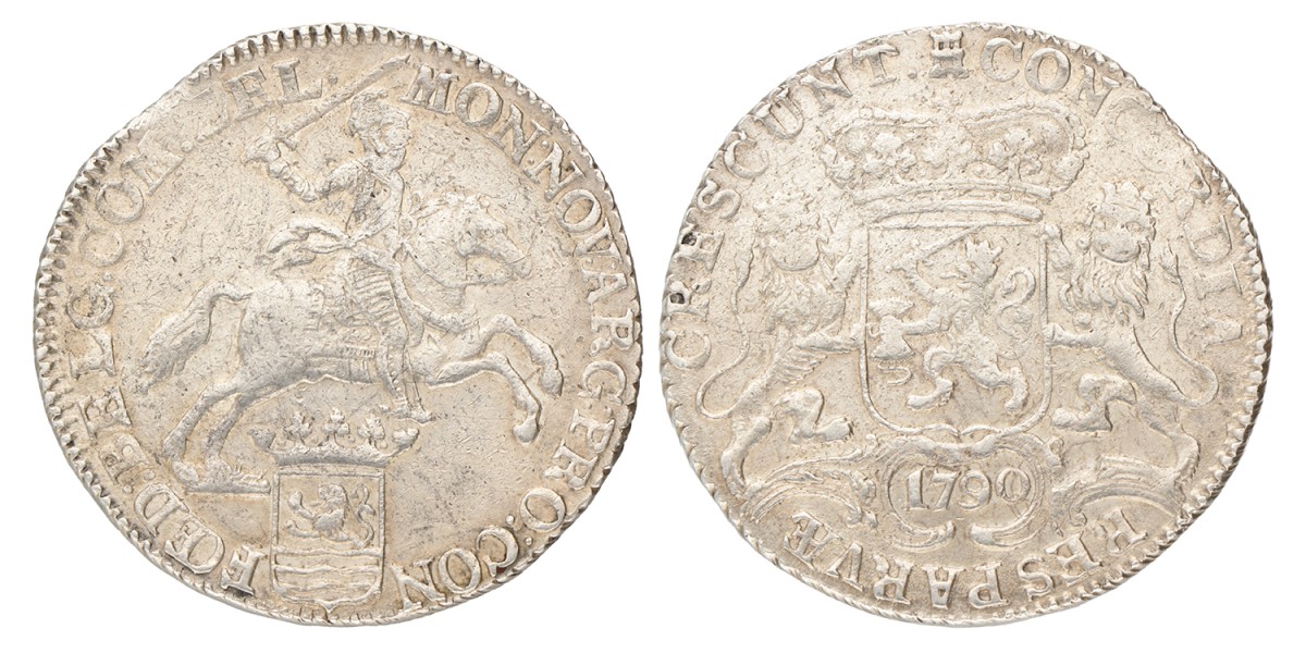 Dukaton of zilveren rijder. Zeeland. 1790. Zeer Fraai.