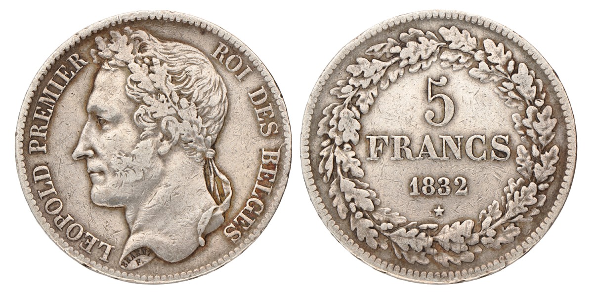 Belgium. Leopold I. 5 Francs. 1832.