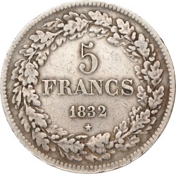 Belgium. Leopold I. 5 Francs. 1832.