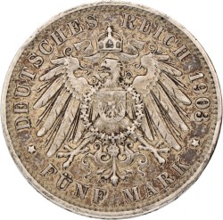 German states. Free Hanseatic city of Hamburg. 5 Mark. 1903 J.