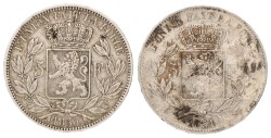 Belgium. Leopold I. Lot (2) 5 Franc. 1850 - 1854.