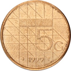 5 Gulden - Misslag, kwartslag gedraaid. Beatrix. 1999. Prachtig / UNC.