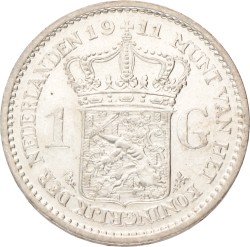 1 gulden. Wilhelmina. 1911. Prachtig.