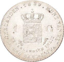 1 Gulden. Nederlands-Indië. Willem I. 1839. Prachtig / UNC.