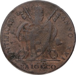 Italian states. Papal states. Pius VIII. Baiocco. 1816 (Yr 16).