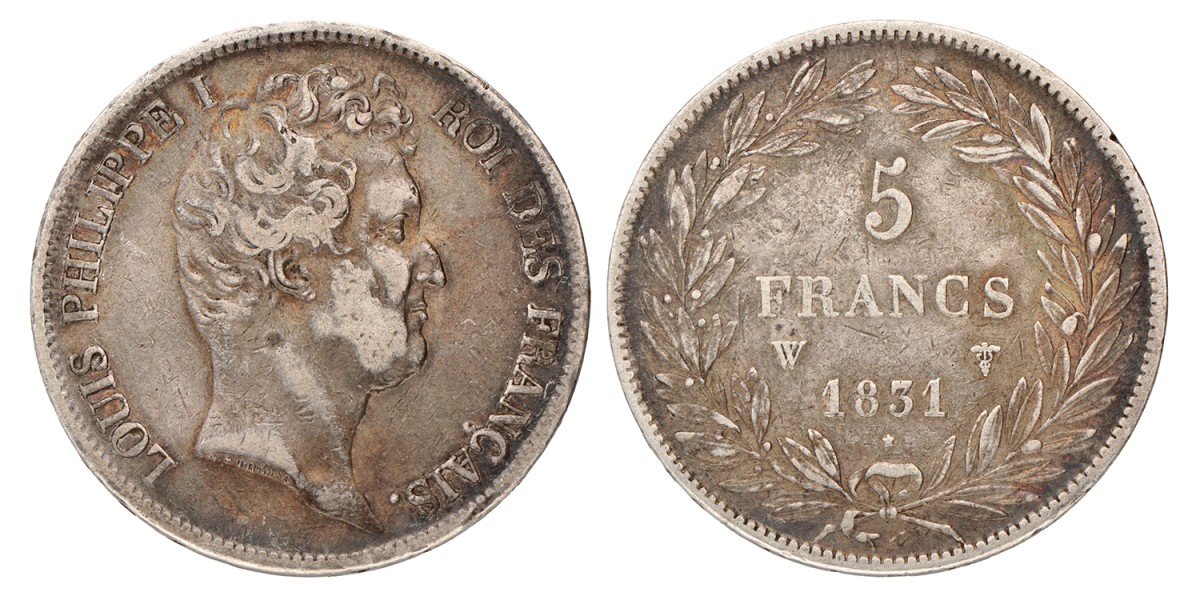 France. Second kingdom. Louis Philippe I. 5 Francs. 1831 W.