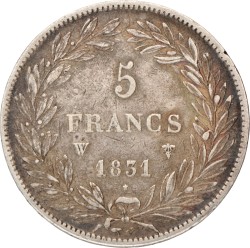 France. Second kingdom. Louis Philippe I. 5 Francs. 1831 W.