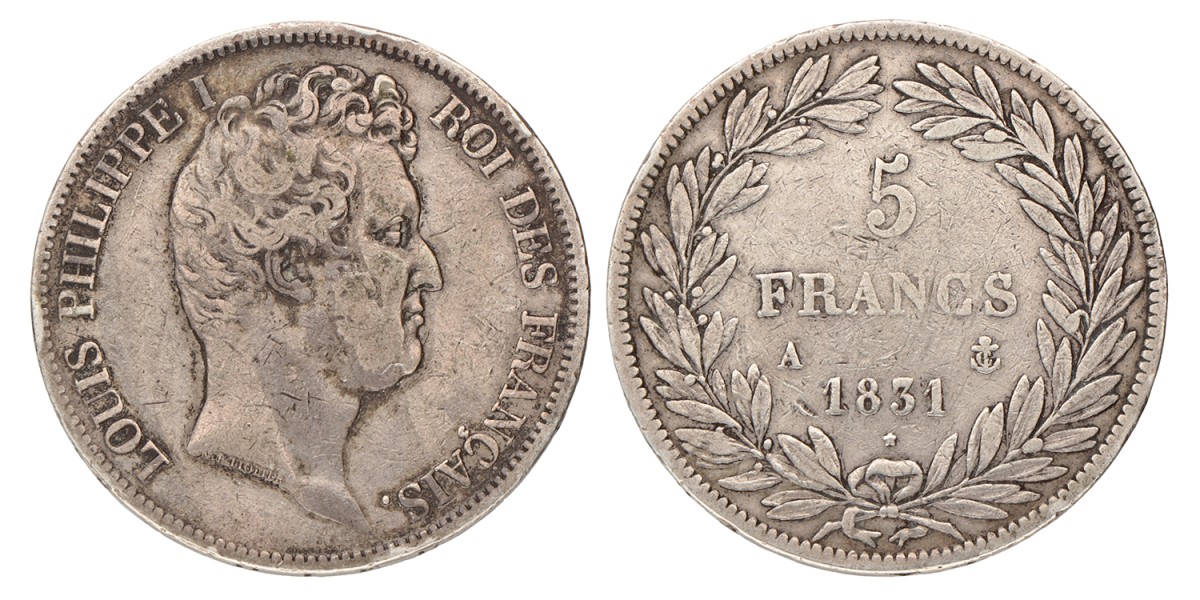 France. Second kingdom. Louis Philippe I. 5 Francs. 1831 A.