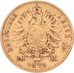 German states. Bavaria. Ludwig II. 20 Mark. 1872 D.