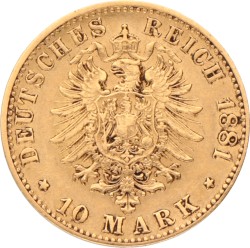 German states. Baden. Friedrich I. 10 Mark. 1881 G.