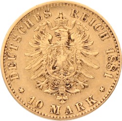 German states. Baden. Friedrich I. 10 Mark. 1881 G.