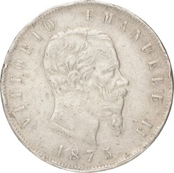 Italy. Vittorio Emanuele II. 5 Lire. 1875.