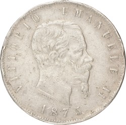 Italy. Vittorio Emanuele II. 5 Lire. 1875.