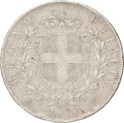 Italy. Vittorio Emanuele II. 5 Lire. 1875.