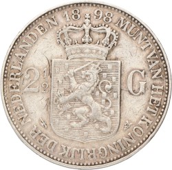 2½ Gulden. Wilhelmina. 1898 zonder punt. Zeer Fraai.