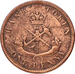 Canada. United Provinces of Canada. Bank of upper Canada 1 Penny token. 1852. VF.