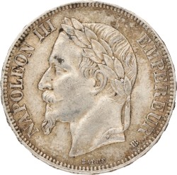 France. Second empire. Napoleon III. 5 Francs. 1867 BB.