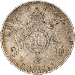 France. Second empire. Napoleon III. 5 Francs. 1867 BB.