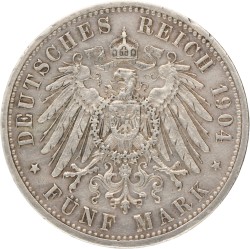 German states. Baden. Friedrich I. 5 Mark. 1904.