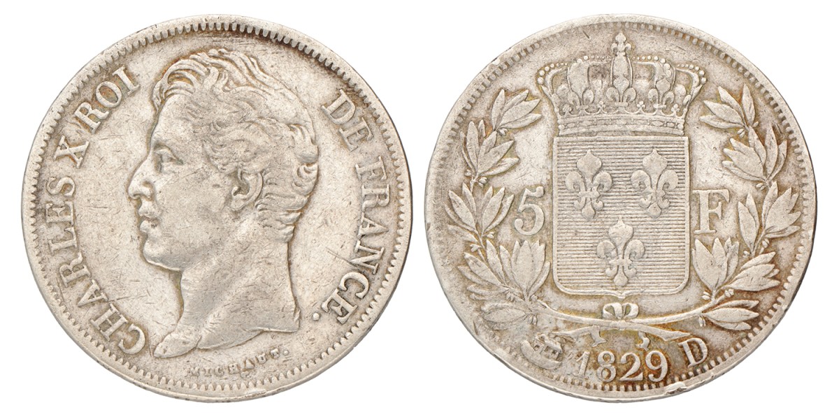 France. Charles X. 5 Francs. 1829 D.