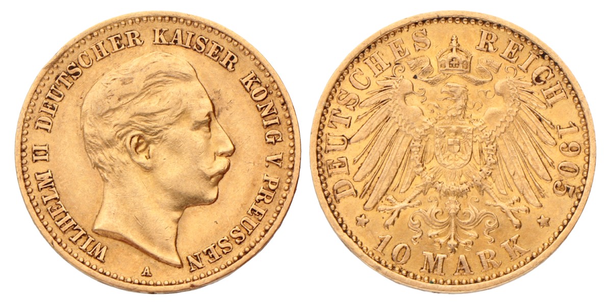 German states. Prussia. Wilhelm II. 10 Mark. 1905 A.