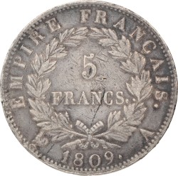 France. Napoleon. 5 Francs. 1809 A.