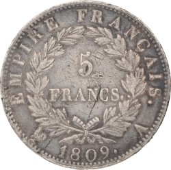 France. Napoleon. 5 Francs. 1809 A.