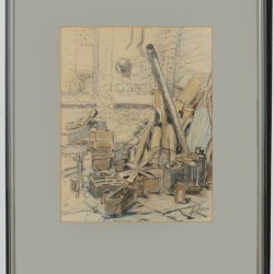 Jacoba Surie (Amsterdam 1879 - 1970), rommelhoekje in een kerk; stilleven met fruit (2x)