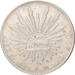 Mexico. Federal Republic. 8 Reales - With Asian banker marks. 1891.