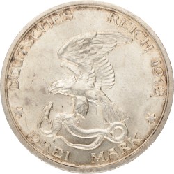 German States. Prussia. Wilhelm II. 3 Mark - Völkerschlacht centennial. 1913 A.