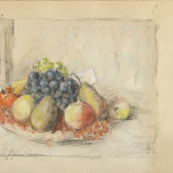 Jacoba Surie (Amsterdam 1879 - 1970), rommelhoekje in een kerk; stilleven met fruit (2x)