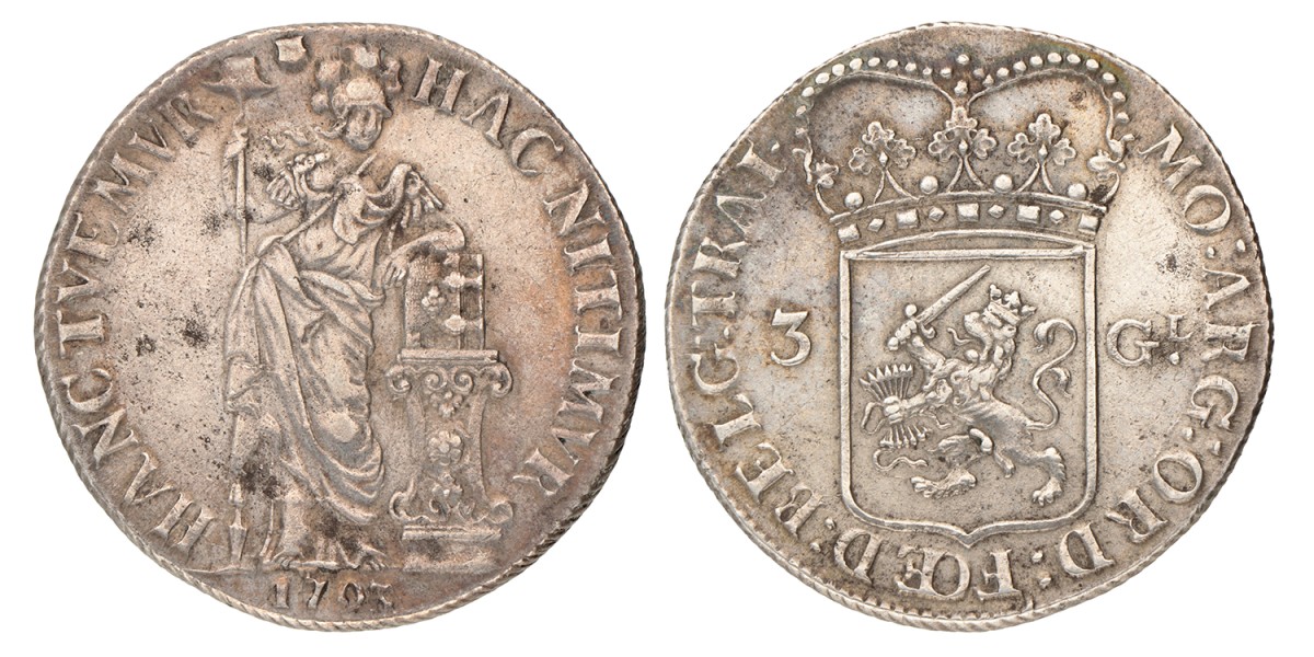 3 gulden - Generaliteits. Utrecht. 1793. Zeer Fraai.